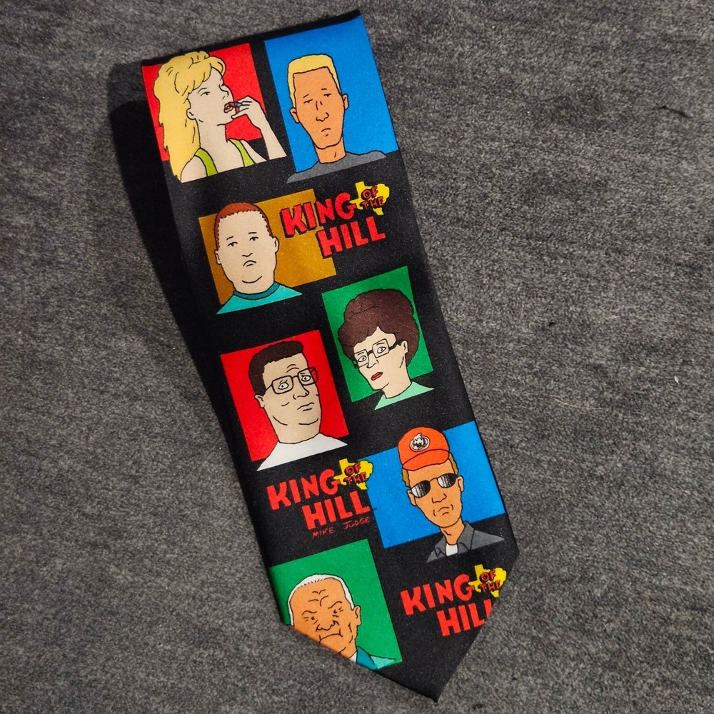 Ralph Marlin King of the Hill Character Squares Black Novelty Necktie 2007 Hank
